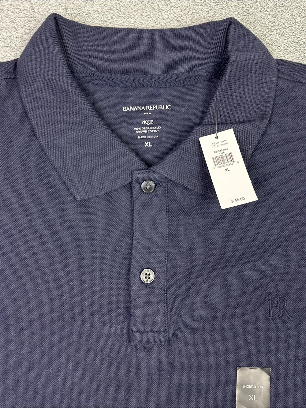 Lot of 2 Banana Republic Pique Polo Shirt Mens XL Green Navy Organic Cotton NEW